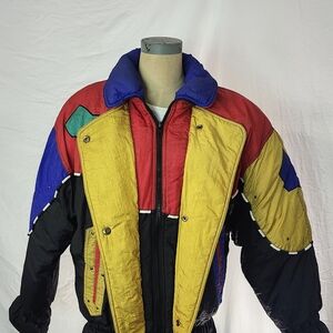 Vintage 80s Multicolor Down Coat With Tassels Size Small By J. Gallery